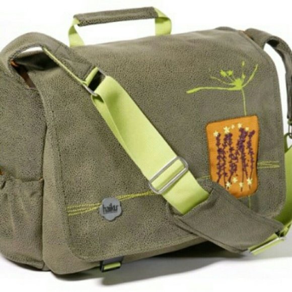 Haiku Handbags - HAIKU Pebbled Olive Green Messenger Laptop Bag